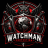 Watchman Protection logo — black, red and silver crest